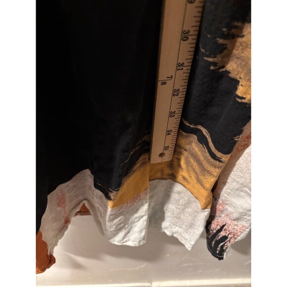 Womens Oversized Abstract Print Cotton/Spandex Maxi Dress Orange/Black/White - Picture 8 of 8